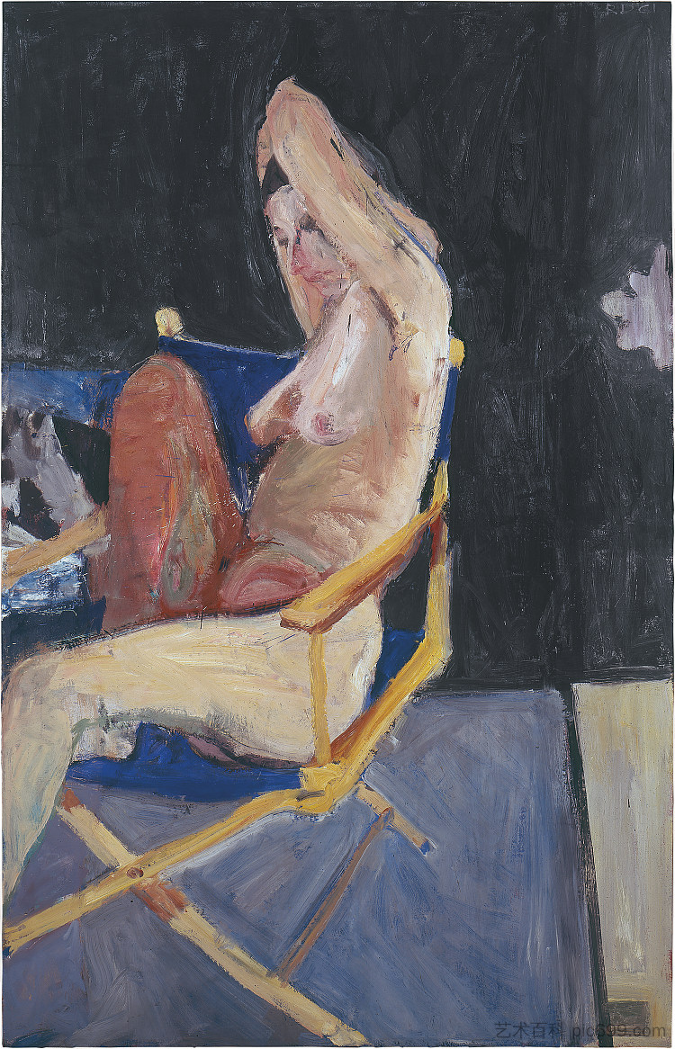 坐着的裸体， 黑色背景 Seated Nude, Black Background (1961)，理查德德·迪本科恩