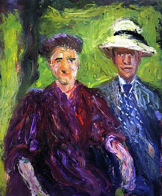 双人肖像（绿色背景） Double Portrait (green background) (1908)，理查德德·盖斯特尔