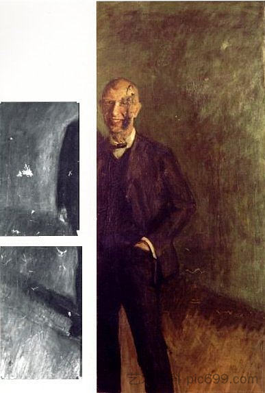 全长微笑自画像的片段 Fragment of a smiling self-portrait at full length (c.1904)，理查德德·盖斯特尔