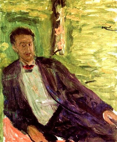 绅士肖像（绿色背景） Portrait of a gentleman (green background) (1908; Gmunden,Austria  )，理查德德·盖斯特尔