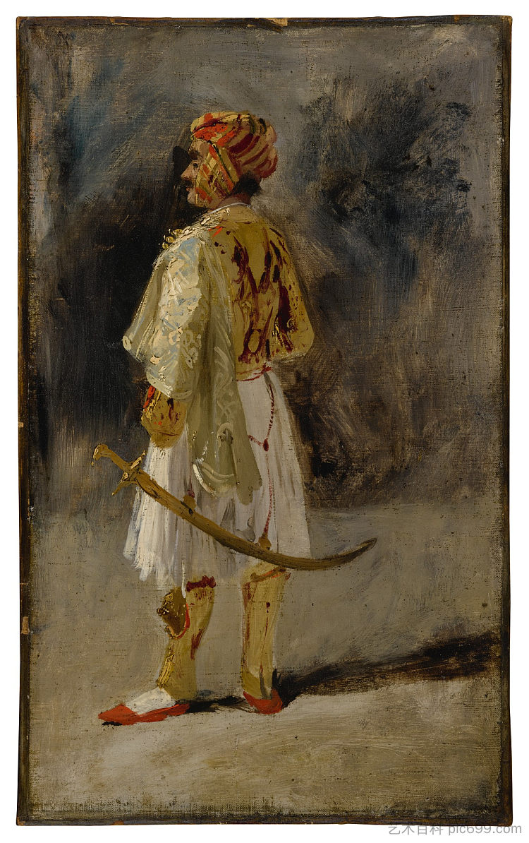 穿着帕利卡尔服装的帕拉蒂诺伯爵 The Count of Palatino in the costume of a Palikar (1825 - 1826),理查德德·帕克斯·伯宁顿