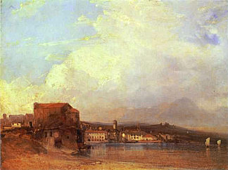 卢加诺湖 Lake Lugano (1826; United Kingdom                     )，理查德德·帕克斯·伯宁顿