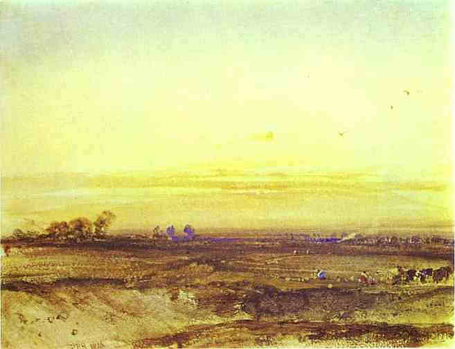 日落时分收割机的景观 Landscape with Harvesters at Sunset (1826; United Kingdom  )，理查德德·帕克斯·伯宁顿