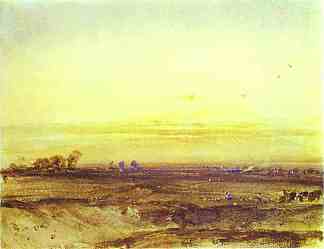 日落时分收割机的景观 Landscape with Harvesters at Sunset (1826; United Kingdom                     )，理查德德·帕克斯·伯宁顿