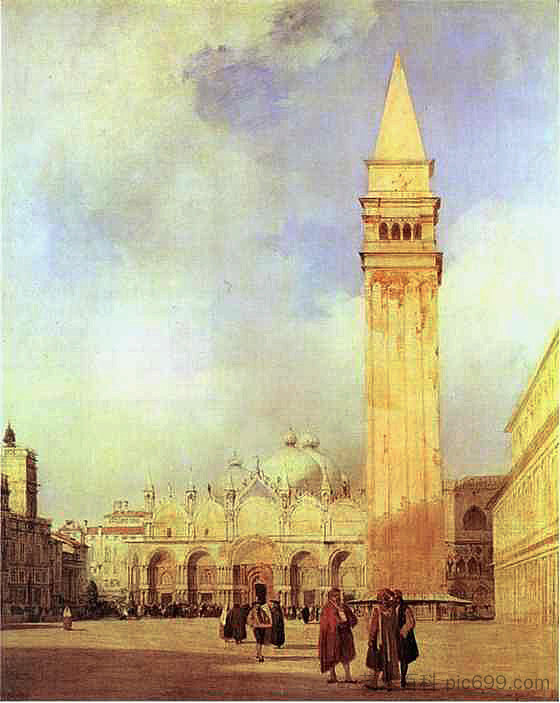 圣马可广场， 威尼斯 Piazza San Marco, Venice (1827; Italy  )，理查德德·帕克斯·伯宁顿