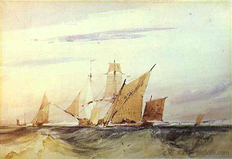 肯特海岸的航运 Shipping Off the Coast of Kent (1825; United Kingdom ),理查德德·帕克斯·伯宁顿
