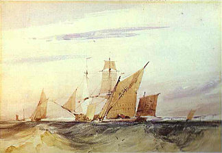 肯特海岸的航运 Shipping Off the Coast of Kent (1825; United Kingdom                     )，理查德德·帕克斯·伯宁顿