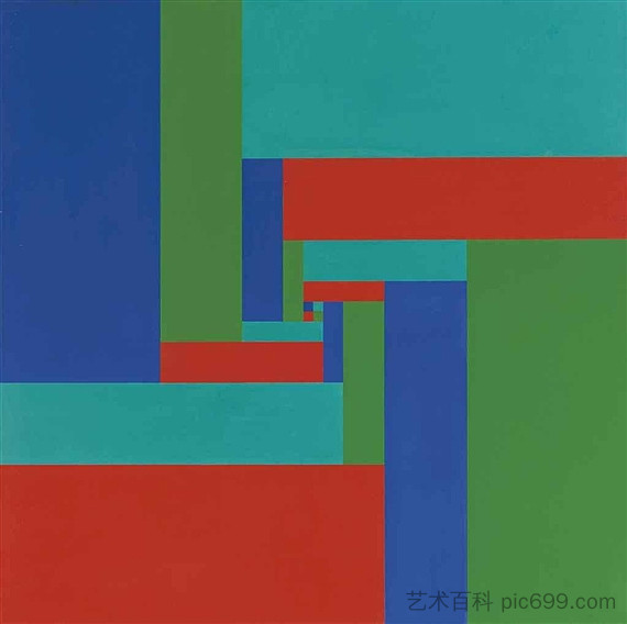 从一个中心移动 4 个对比组 Bewegung von 4 kontrastierenden Gruppen aus einem Zentrum (1952),理查德德·保罗·洛斯