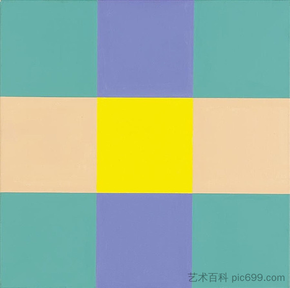 三个水平组,中心为黄色变化 E Drei Horizontal Gruppen mit gelben Zentrum Variation E,理查德德·保罗·洛斯
