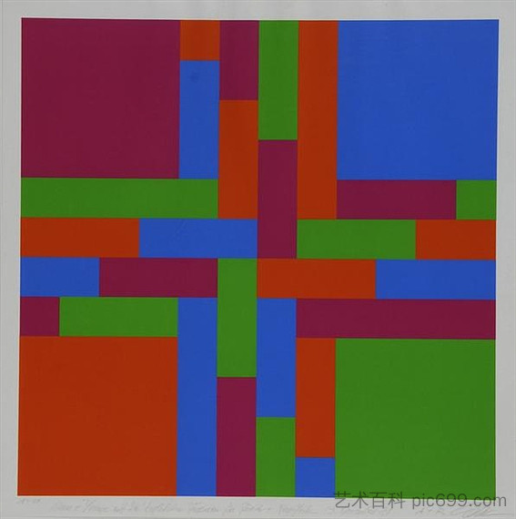 四个纠缠颜色组的相互渗透 Durchdringung von vier verschränkten Farbgruppen (1970),理查德德·保罗·洛斯