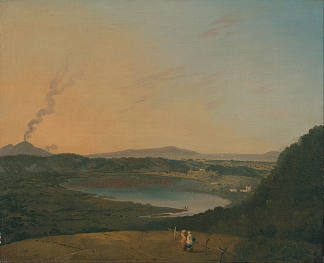 阿尼亚诺湖与远处的维苏威火山 Lago d’Agnano with Vesuvius in the distance (1775)，理查德德·威尔逊