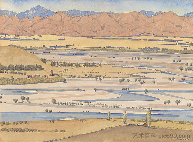 河床，怀奥 Riverbed, Waiau (1932)，丽塔·安格斯