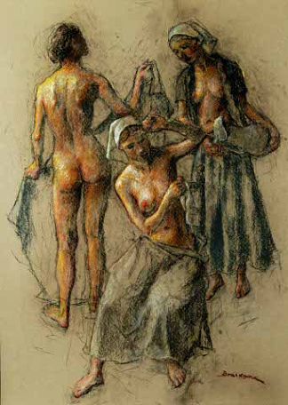 三个女人 – 裸体和投手 Three women – nude and with pitcher，罗伯特·布拉克曼