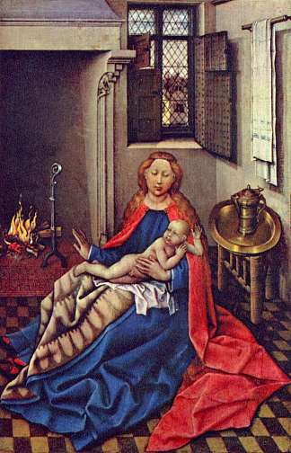 壁炉前的麦当娜和孩子 Madonna and Child Before a Fireplace (1430)，罗伯特.康宾