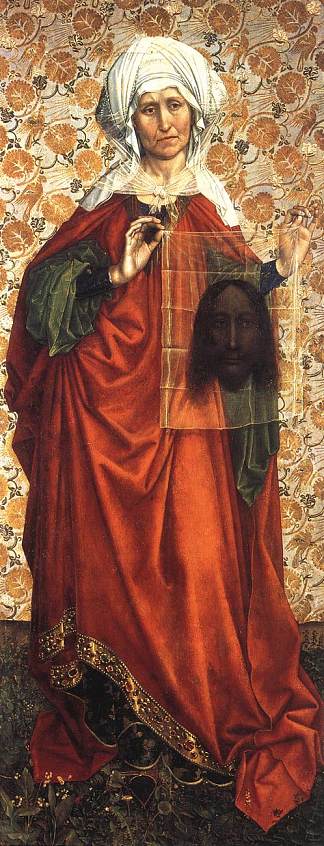 圣维罗妮卡展示苏达里姆 Saint Veronica Displaying the Sudarium (c.1430)，罗伯特.康宾