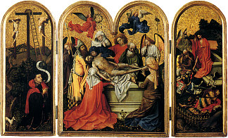 三联画：两个空十字架的小偷，埋葬，复活 Triptych: The Two Thieves with the Empty Cross, The Entombment, The Resurrection (c.1415)，罗伯特.康宾