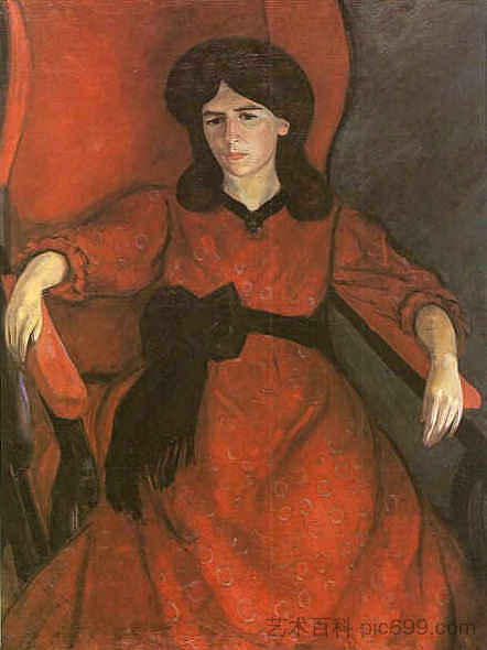 坐在椅子上的丽莎 Lisa in a Chair (1910)，罗伯特·福克