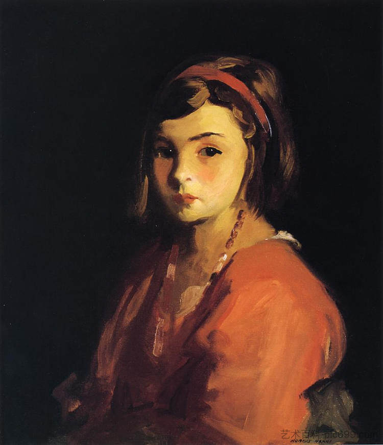 红衣艾格尼丝（艾格尼丝·施莱歇尔） Agnes in Red (Agnes Schleicher) (1921)，罗伯特·亨利