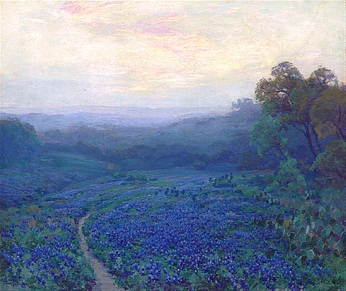 穿过蓝帽田野的小路 Path through a Field of Bluebonnets，罗伯特·朱利安