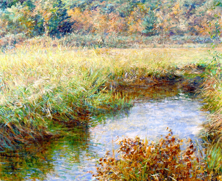 草地与布鲁克,梅德菲尔德,马萨诸塞州 Meadow with Brook, Medfield, Massachusetts (1909),罗伯特·刘易斯·里德