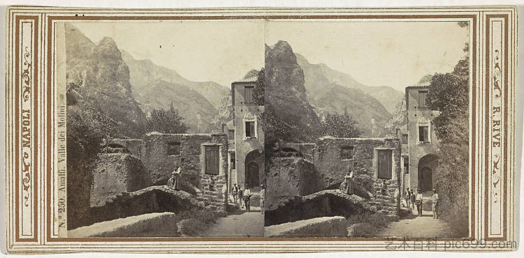 阿马尔菲北250°莫里尼山谷的建筑物 Buildings in the Valle dei Molini, Amalfi N. ° 250 (1864),罗伯托·里夫