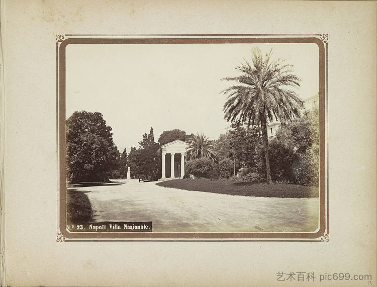 那不勒斯国家别墅的景色 View of the Villa Nazionale in Naples (c.1860),罗伯托·里夫