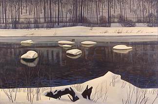 奥黑貂河，冬季，阿迪朗达克 Au Sable River, Winter, Adirondacks (1960)，罗克韦尔·肯特