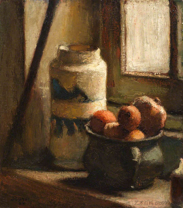 静物与窗边的一碗水果 Still Life with Bowl of Fruit by a Window (1924)，罗德里克·奥康纳