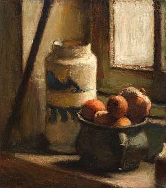 静物与窗边的一碗水果 Still Life with Bowl of Fruit by a Window (1924)，罗德里克·奥康纳