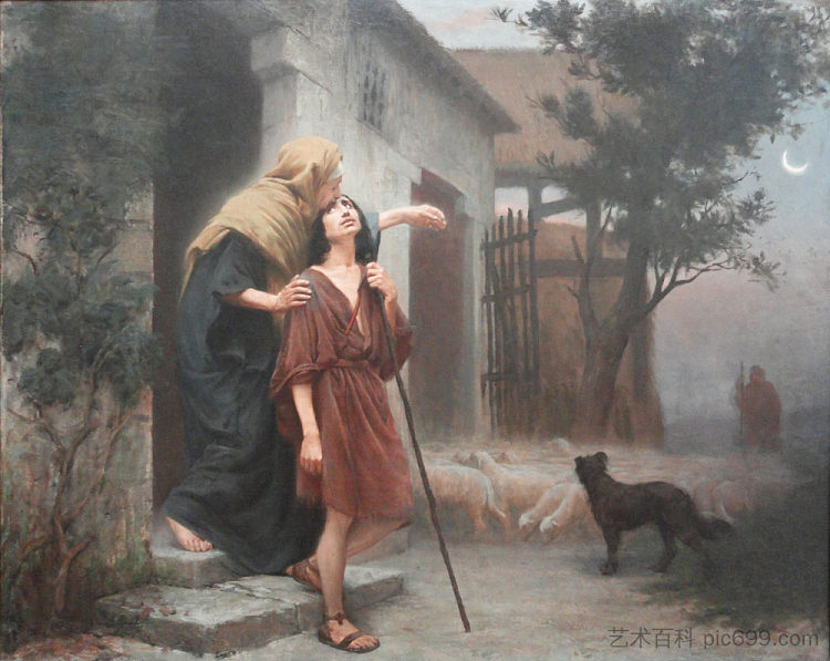 雅各布的离开 The Departure of Jacob (1884)，鲁道夫·阿莫多