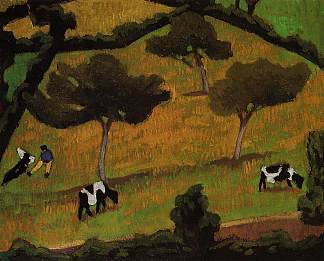 草地上的奶牛 Cows in a Meadow (1909; France                     )，罗杰·德·拉·弗雷纳耶