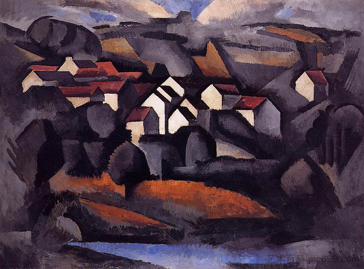 费尔特苏德茹瓦尔景观 Landscape at Ferte Soud Jouarre (1911; France ),罗杰·德·拉·弗雷纳耶