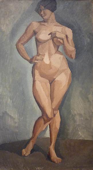 从正面裸体站立 Standing nude from the front (1910)，罗杰·德·拉·弗雷纳耶