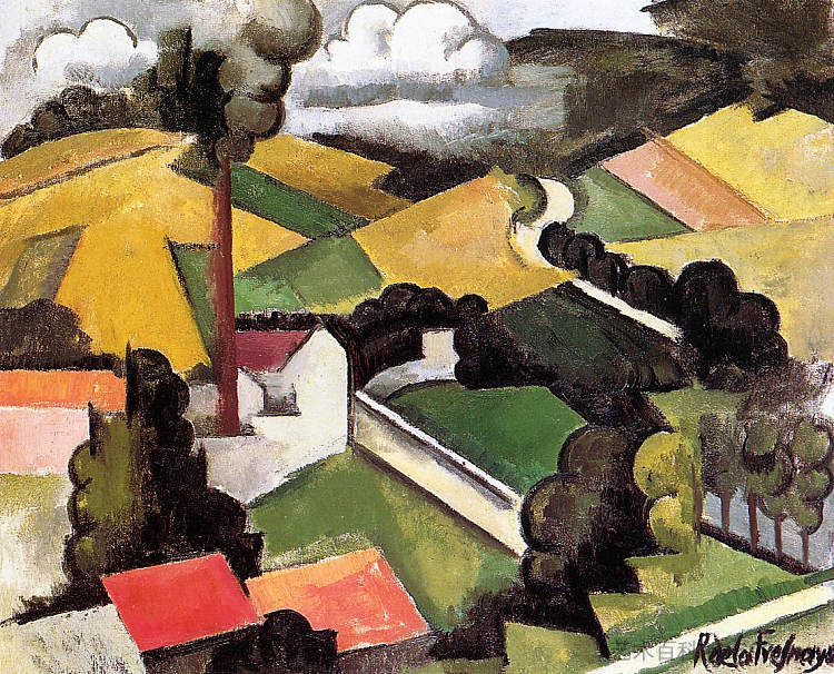 工厂烟囱，美兰景观 The Factory Chimney, Meulan Landscape (1912; France  )，罗杰·德·拉·弗雷纳耶