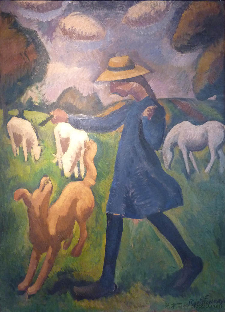 牧羊女。春天玛丽孩子 The shepherdess. Spring Marie Child (1910)，罗杰·德·拉·弗雷纳耶