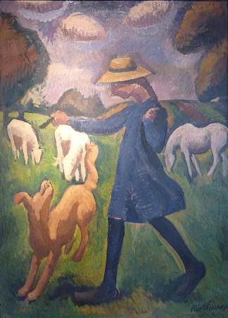 牧羊女。春天玛丽孩子 The shepherdess. Spring Marie Child (1910)，罗杰·德·拉·弗雷纳耶
