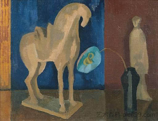 静物与唐马 Still Life with T'ang Horse (1921)，罗杰·弗莱