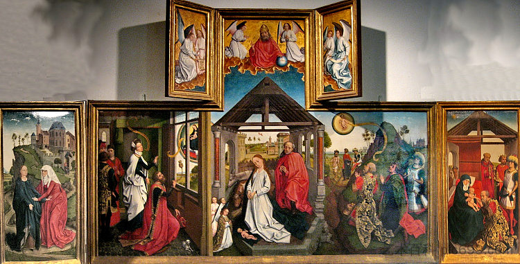 耶稣诞生息肉 Polyptych with the Nativity,罗吉尔·凡·德尔·维登