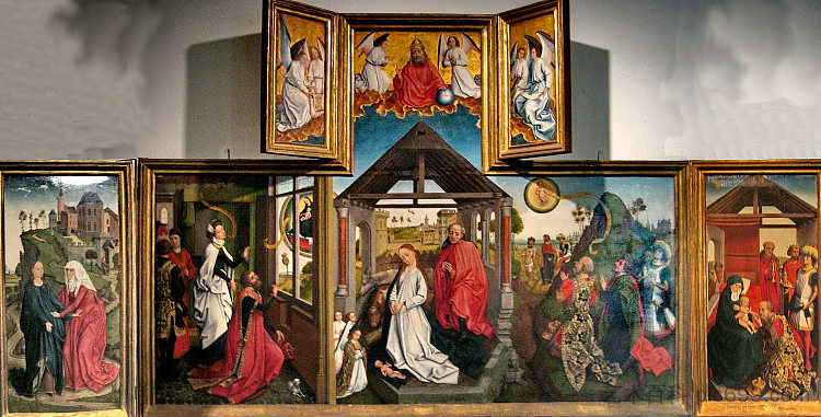 耶稣诞生息肉 Polyptych with the Nativity，罗吉尔·凡·德尔·维登