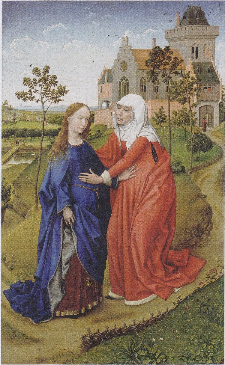 玛丽的探访 Visitation of Mary (1440 - 1445)，罗吉尔·凡·德尔·维登