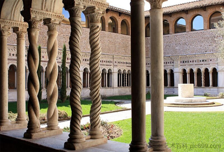 罗马拉特兰诺圣乔瓦尼大教堂修道院 Cloister of the Basilica Di San Giovanni in Laterano, Rome (1222)，罗马式建筑