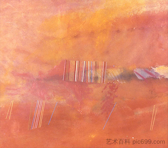 橙色线条绘画 Orange Line Painting (1969)，罗尼·兰德菲尔德