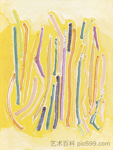 黄线画 Yellow Line Painting (1973)，罗尼·兰德菲尔德