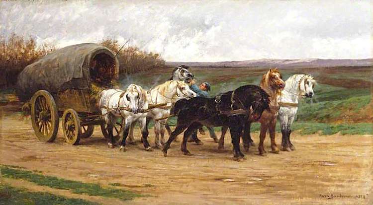 一辆马车和一队马 A Waggon and a Team of Horses (1852)，罗莎·博纳尔