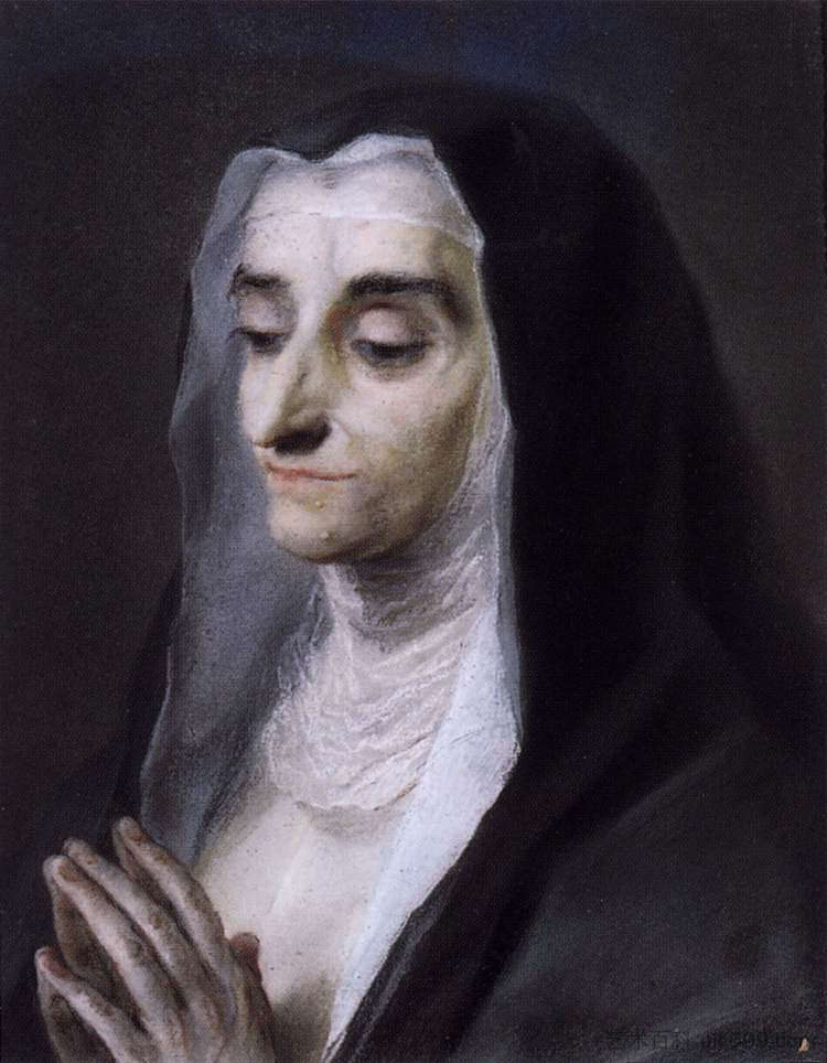 玛丽亚·卡特琳娜修女的肖像 Portrait of Sister Maria Caterina (1734)，罗萨尔巴·卡列拉