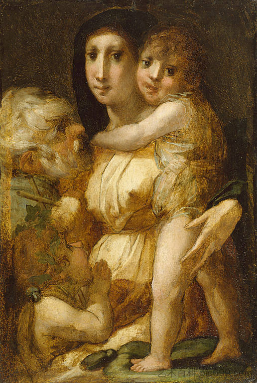 圣家与婴儿施洗者圣约翰 The Holy Family with the Infant Saint John the Baptist (1521),罗素·菲伦蒂诺