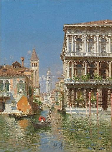 雷佐尼科宫附近大运河上的贡多拉 Gondola on the Grand Canal near Ca' Rezzonico,鲁本斯·桑托罗