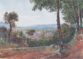 那不勒斯湾的城堡 Castellammare on the Gulf of Naples (1835; Castellammare Di Stabia,Italy                     )，鲁道夫·冯阿尔特