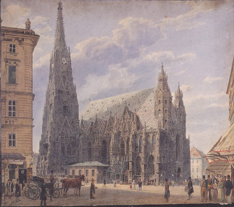 维也纳圣斯蒂芬大教堂 The St. Stephen's Cathedral in Vienna (1831; Wien,Austria  )，鲁道夫·冯阿尔特