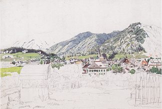 伊施尔的景色 View of Ischl (1830; Ischl / Jainzen / Bad Ischl,Austria                     )，鲁道夫·冯阿尔特